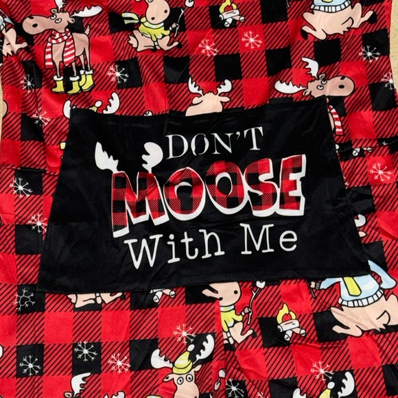 Moose Holiday Back PJ’s "Don't moose with me" Onsie Pajama Plaid Red - Picture 10 of 11